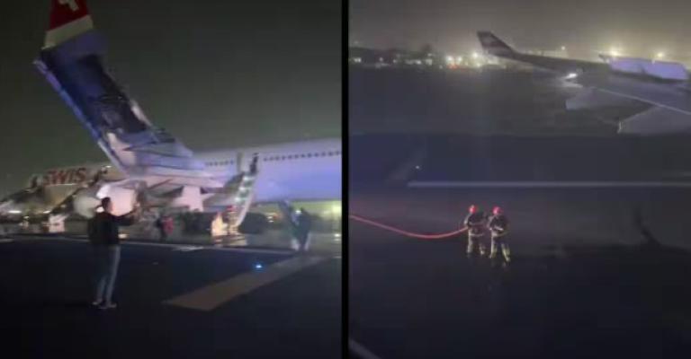 <p>दिल्लीहून स्वित्झर्लंडकडे जाणाऱ्या&nbsp; विमानाच्या&nbsp; पंख्यातून अचानक धूर...</p>
